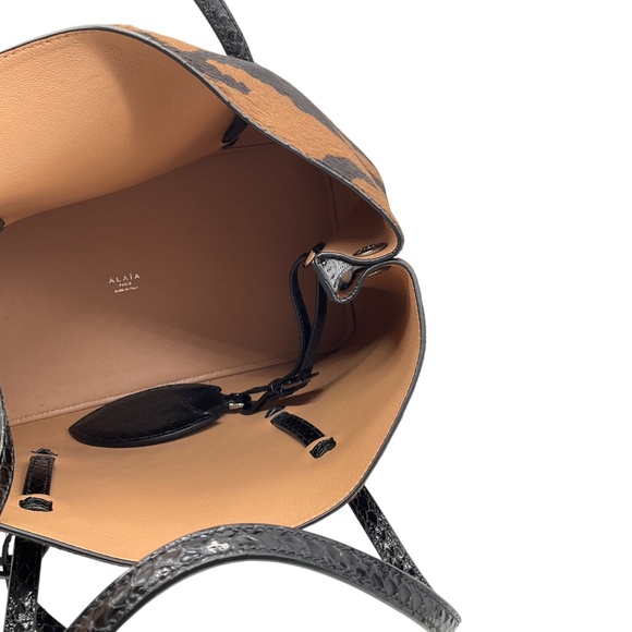 ALAIA CANELLE / NOIR NUT BROWN MINA MEDIUM POLAIN ZEBRA AND ELAPHE CALF HAIR AND - Picture 13 of 16